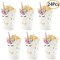 24Pcs Unicorn Birthday Party Supplies Unicorn Popcorn Box Snack Treat Box Candy Cookie Container For Baby Shower, Bridal Shower, Unicorn Theme Party Favors Decoration